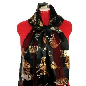 Cat Kitten Scarf BLACK Brown Gold Pet Kitty Shiny Soft Touch Silky Poly Oblong